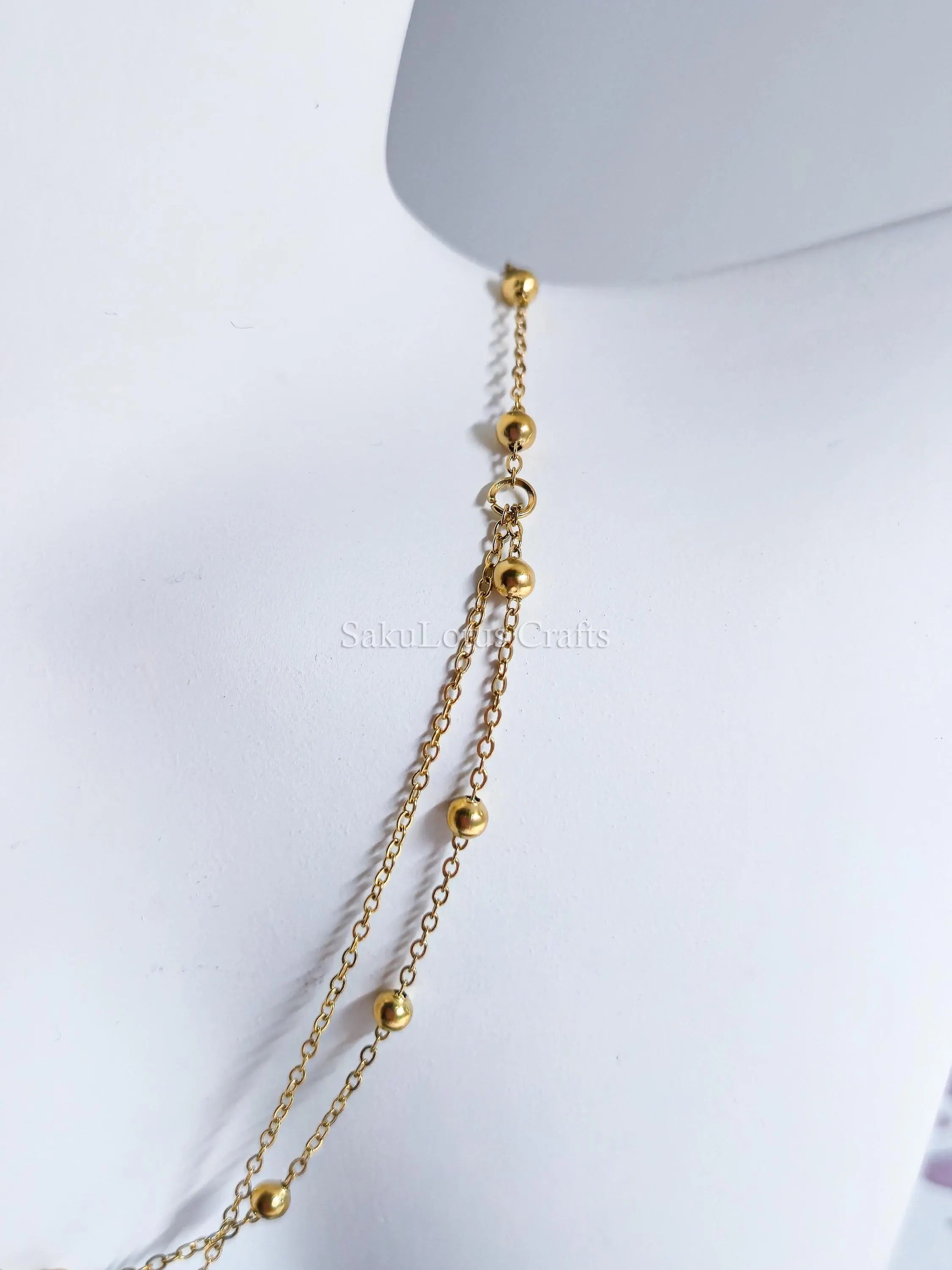 Dainty Satellite Necklace • Double Front Chain • 18K Gold or Silver Stainless Steel • CZ Crystal Necklace