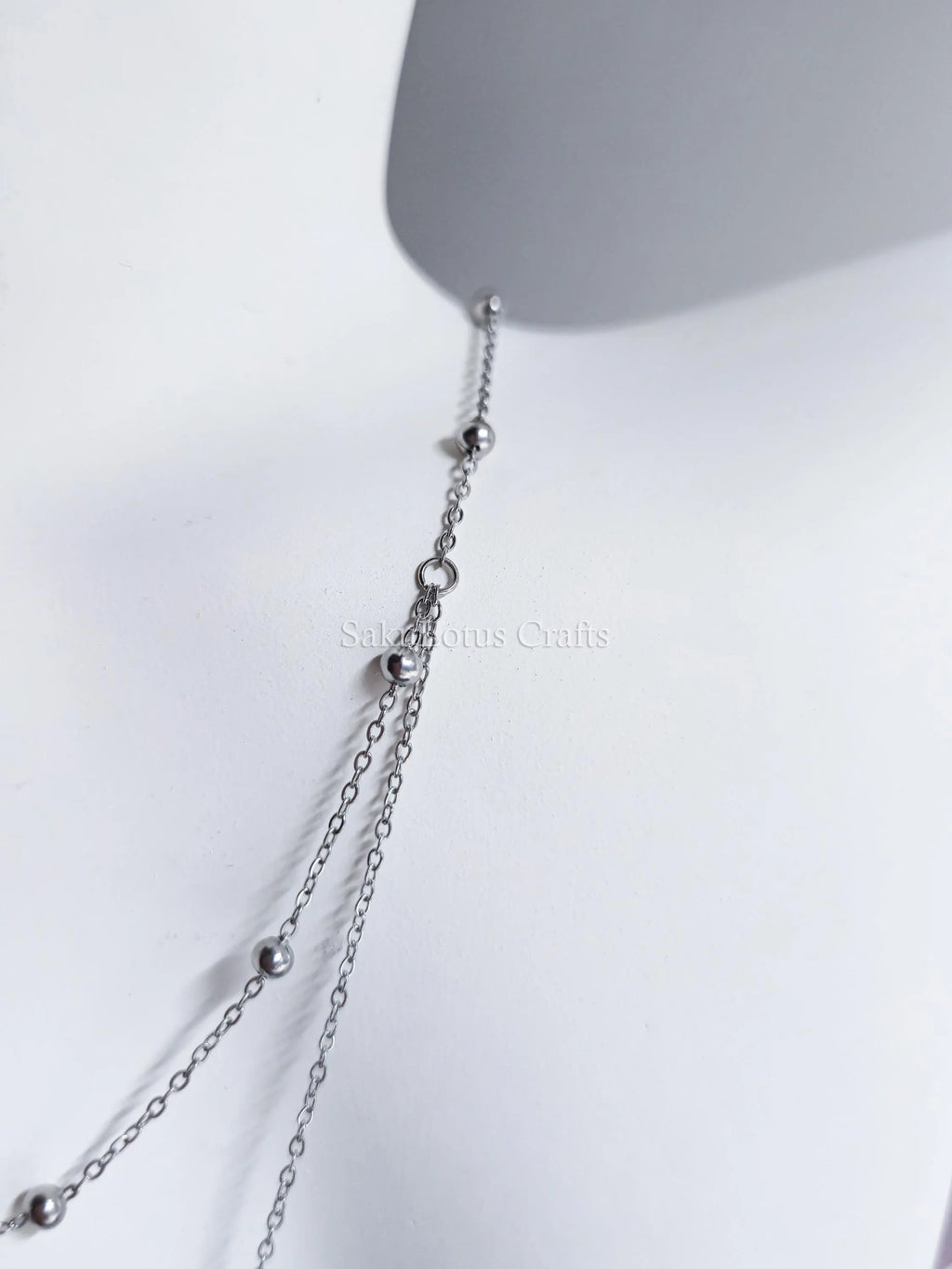 Dainty Satellite Necklace • Double Front Chain • 18K Gold or Silver Stainless Steel • CZ Crystal Necklace