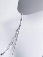 Dainty Satellite Necklace • Double Front Chain • 18K Gold or Silver Stainless Steel • CZ Crystal Necklace