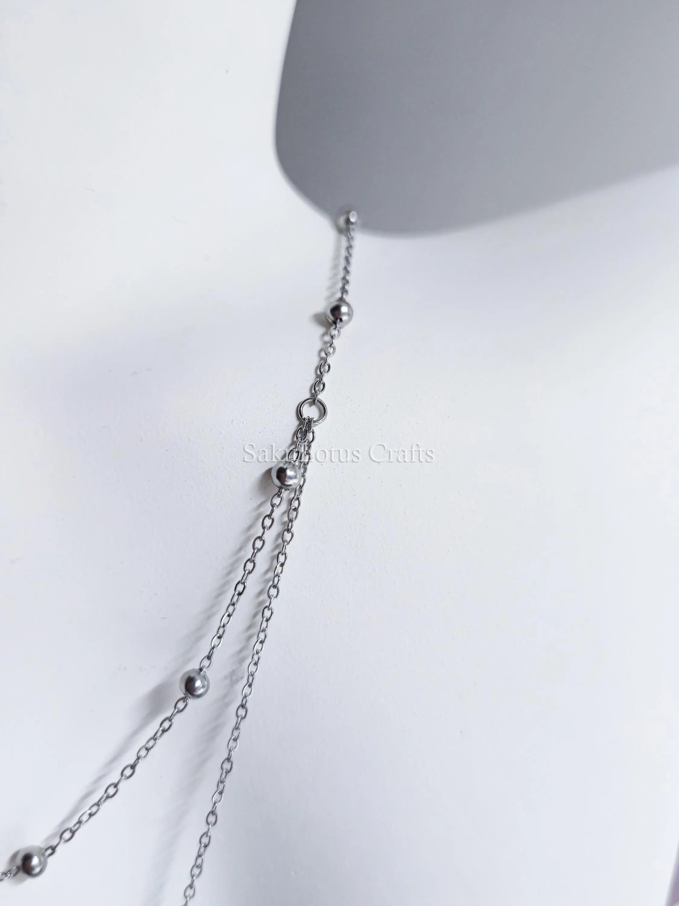 Dainty Satellite Necklace • Double Front Chain • 18K Gold or Silver Stainless Steel • CZ Crystal Necklace