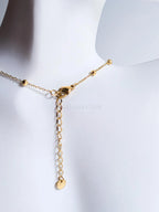 Dainty Satellite Necklace • Double Front Chain • 18K Gold or Silver Stainless Steel • CZ Crystal Necklace