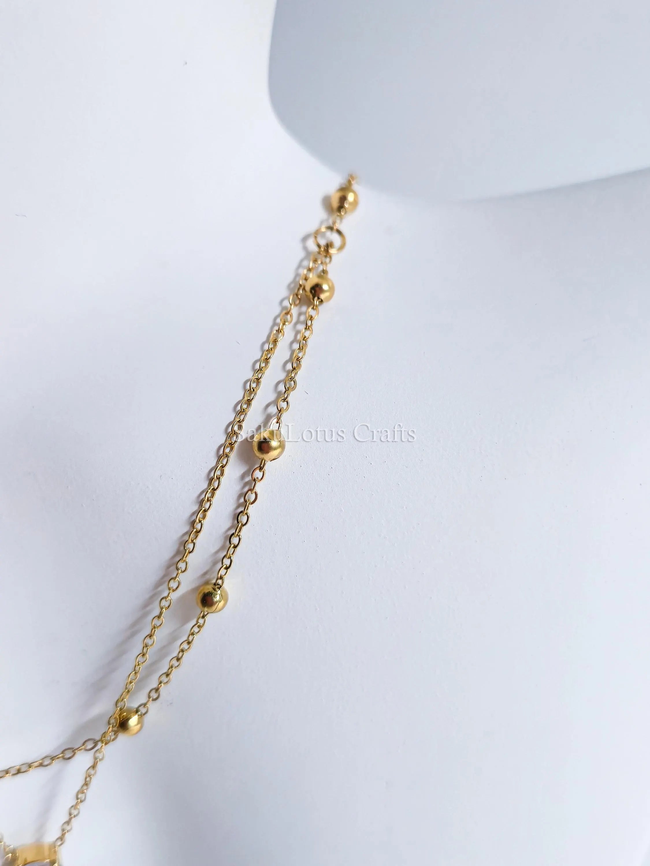 Dainty Satellite Necklace • Double Front Chain • 18K Gold or Silver Stainless Steel • CZ Crystal Necklace