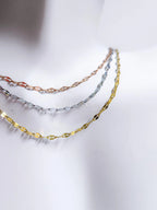 Reflective Petal Chain Necklace • 18K Gold Rose Gold or Silver Stainless Steel • 17" + 2" Extender • Lip Link Chain