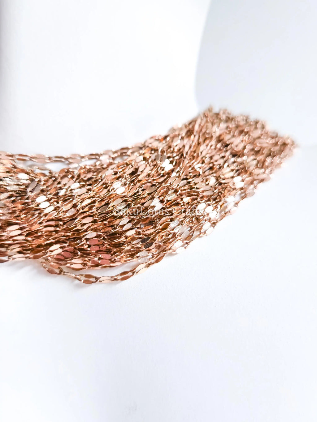 Reflective Petal Chain Necklace • 18K Gold Rose Gold or Silver Stainless Steel • 17" + 2" Extender • Lip Link Chain