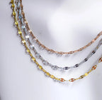 Reflective Petal Chain Necklace • 18K Gold Rose Gold or Silver Stainless Steel • 17" + 2" Extender • Lip Link Chain