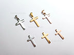 High Polish Cross Pendant Charm • Stainless Steel Gold Silver Rose Gold • Bail or Drill Hole • Jewelry Making Supplies