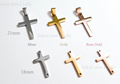 High Polish Cross Pendant Charm • Stainless Steel Gold Silver Rose Gold • Bail or Drill Hole • Jewelry Making Supplies