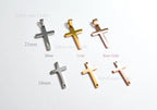 High Polish Cross Pendant Charm • Stainless Steel Gold Silver Rose Gold • Bail or Drill Hole • Jewelry Making Supplies