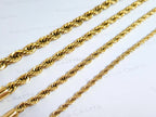18K Gold PVD & Silver Stainless Steel Rope Bracelet • 8" Twisted Chain • 3mm 4mm 5mm 6mm • Lobster Clasp • Waterproof Unisex Jewelry