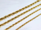18K Gold PVD & Silver Stainless Steel Rope Bracelet • 8" Twisted Chain • 3mm 4mm 5mm 6mm • Lobster Clasp • Waterproof Unisex Jewelry