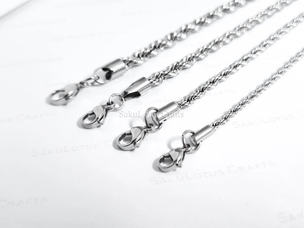 18K Gold PVD & Silver Stainless Steel Rope Bracelet • 8" Twisted Chain • 3mm 4mm 5mm 6mm • Lobster Clasp • Waterproof Unisex Jewelry