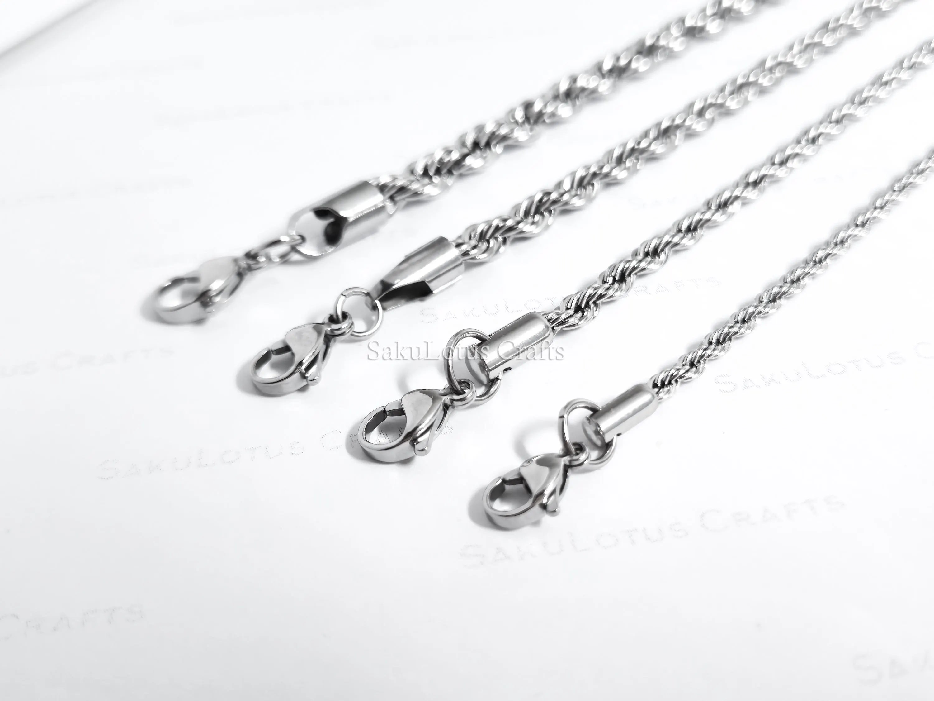 18K Gold PVD & Silver Stainless Steel Rope Bracelet • 8" Twisted Chain • 3mm 4mm 5mm 6mm • Lobster Clasp • Waterproof Unisex Jewelry