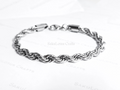 18K Gold PVD & Silver Stainless Steel Rope Bracelet • 8" Twisted Chain • 3mm 4mm 5mm 6mm • Lobster Clasp • Waterproof Unisex Jewelry