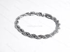 18K Gold PVD & Silver Stainless Steel Rope Bracelet • 8" Twisted Chain • 3mm 4mm 5mm 6mm • Lobster Clasp • Waterproof Unisex Jewelry