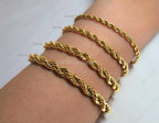 18K Gold PVD & Silver Stainless Steel Rope Bracelet • 8" Twisted Chain • 3mm 4mm 5mm 6mm • Lobster Clasp • Waterproof Unisex Jewelry