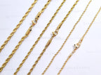 18K Gold PVD & Silver Stainless Steel Rope Chain Necklace • 2mm 3mm 4mm • 18" 20" 24" • Lobster Clasp • Unisex Jewelry