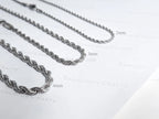 18K Gold PVD & Silver Stainless Steel Rope Chain Necklace • 2mm 3mm 4mm • 18" 20" 24" • Lobster Clasp • Unisex Jewelry