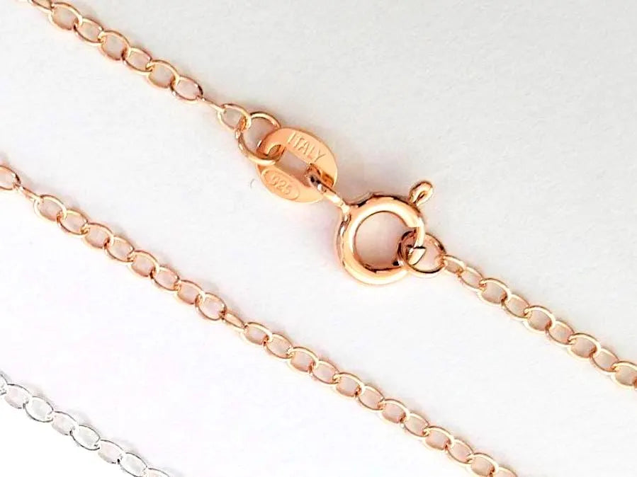 18K Rose Gold Vermeil 925 Sterling Silver Oval Cable Chain Necklace • 14" 16" 18" 20" 22" 24"