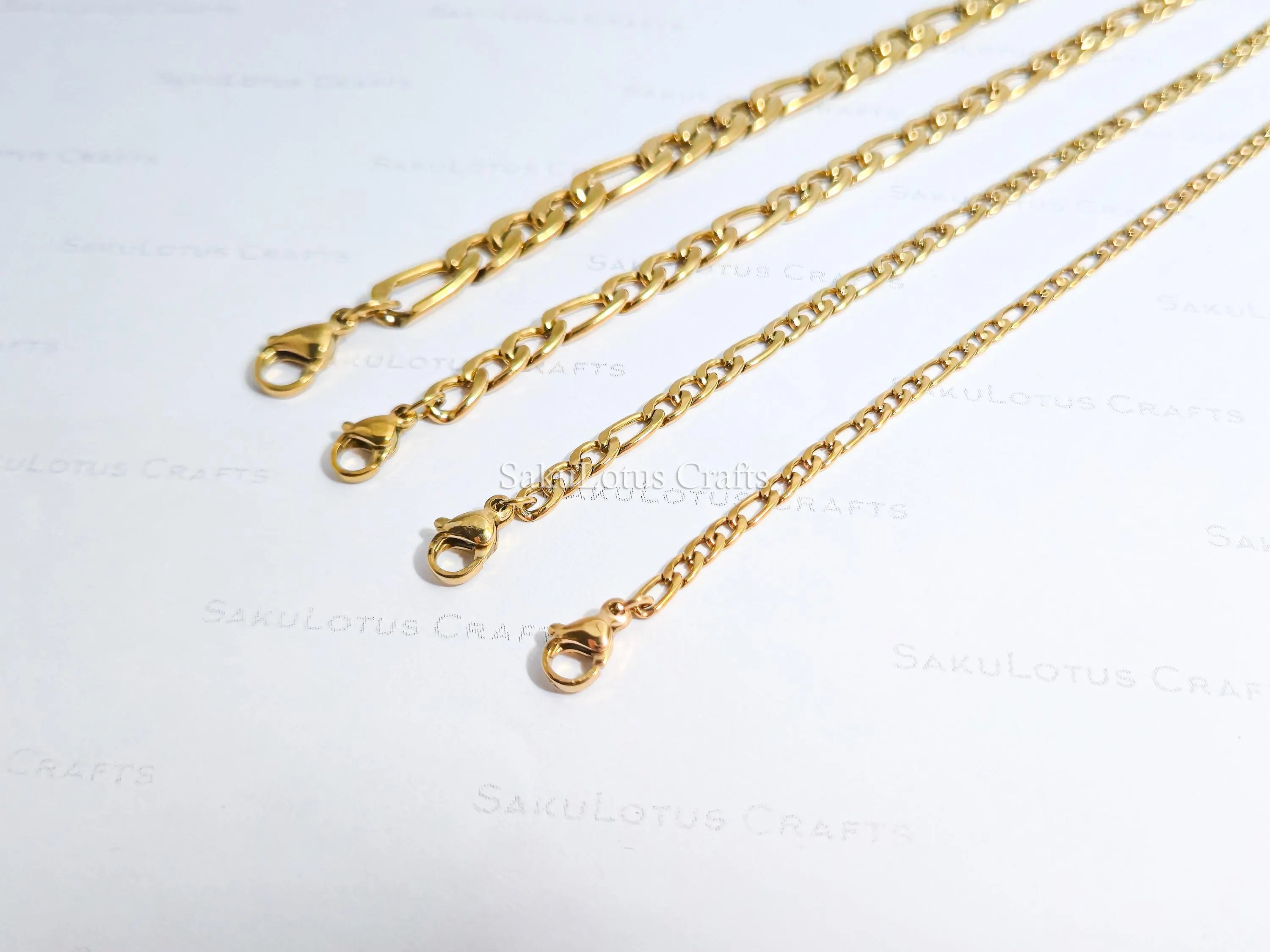 18K Gold & Silver Stainless Steel Figaro Chain Necklace • 3mm 4mm 5mm 7mm • Lobster Clasp • Unisex Jewelry