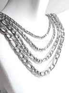 18K Gold & Silver Stainless Steel Figaro Chain Necklace • 3mm 4mm 5mm 7mm • Lobster Clasp • Unisex Jewelry