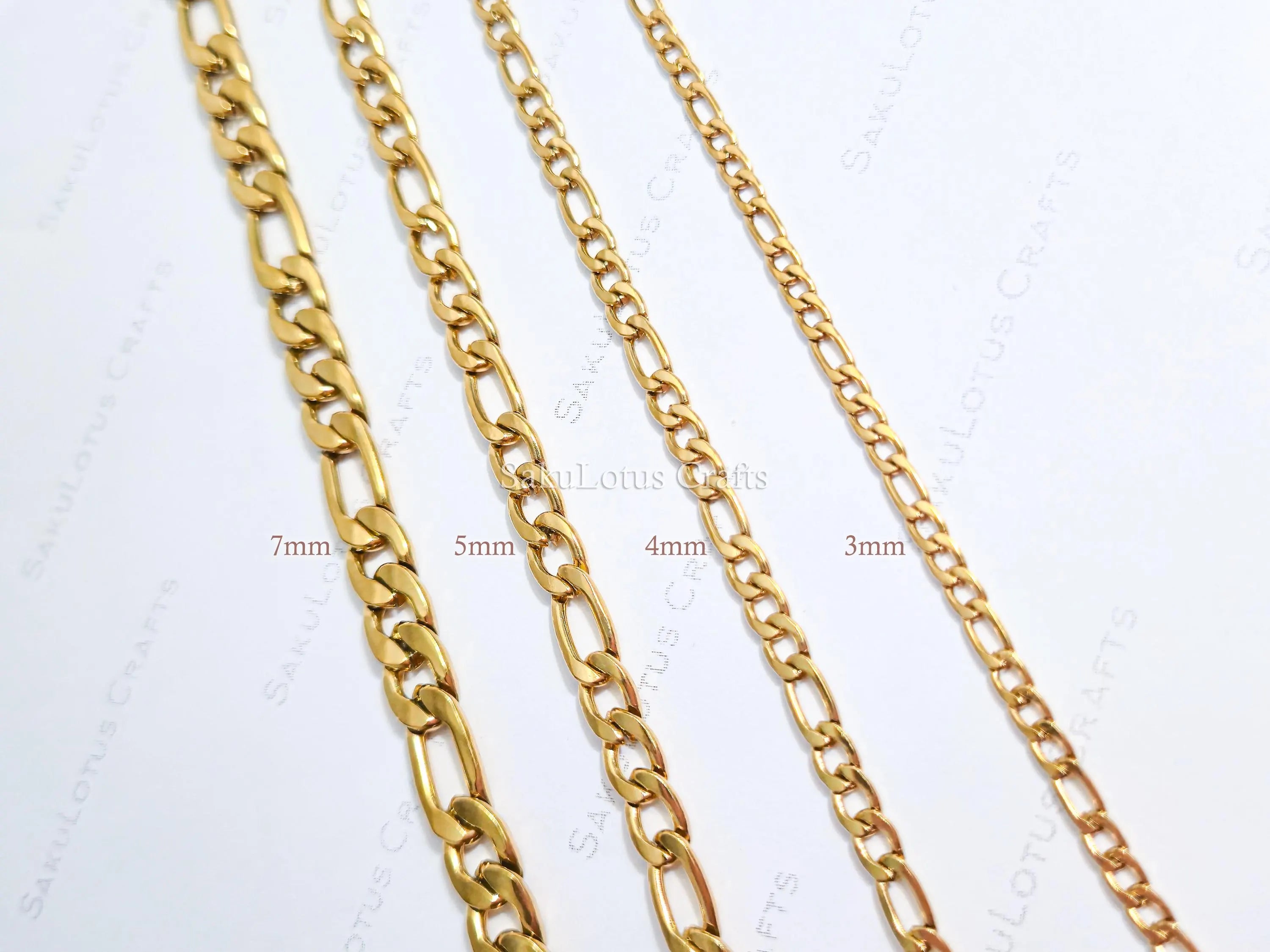 18K Gold & Silver Stainless Steel Figaro Chain Necklace • 3mm 4mm 5mm 7mm • Lobster Clasp • Unisex Jewelry