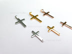 High Polish Cross Pendant Charm • Stainless Steel Gold Silver Rose Gold • Bail or Drill Hole • Jewelry Making Supplies