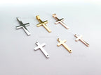 High Polish Cross Pendant Charm • Stainless Steel Gold Silver Rose Gold • Bail or Drill Hole • Jewelry Making Supplies