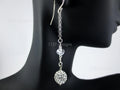 925 Sterling Silver Drop Earrings • Handmade Swarovski Crystal & Pavé Bead • 7cm Long Dangle Chain • Sparkly Modern Jewelry • 1127 Designs