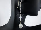 925 Sterling Silver Drop Earrings • Handmade Swarovski Crystal & Pavé Bead • 7cm Long Dangle Chain • Sparkly Modern Jewelry • 1127 Designs