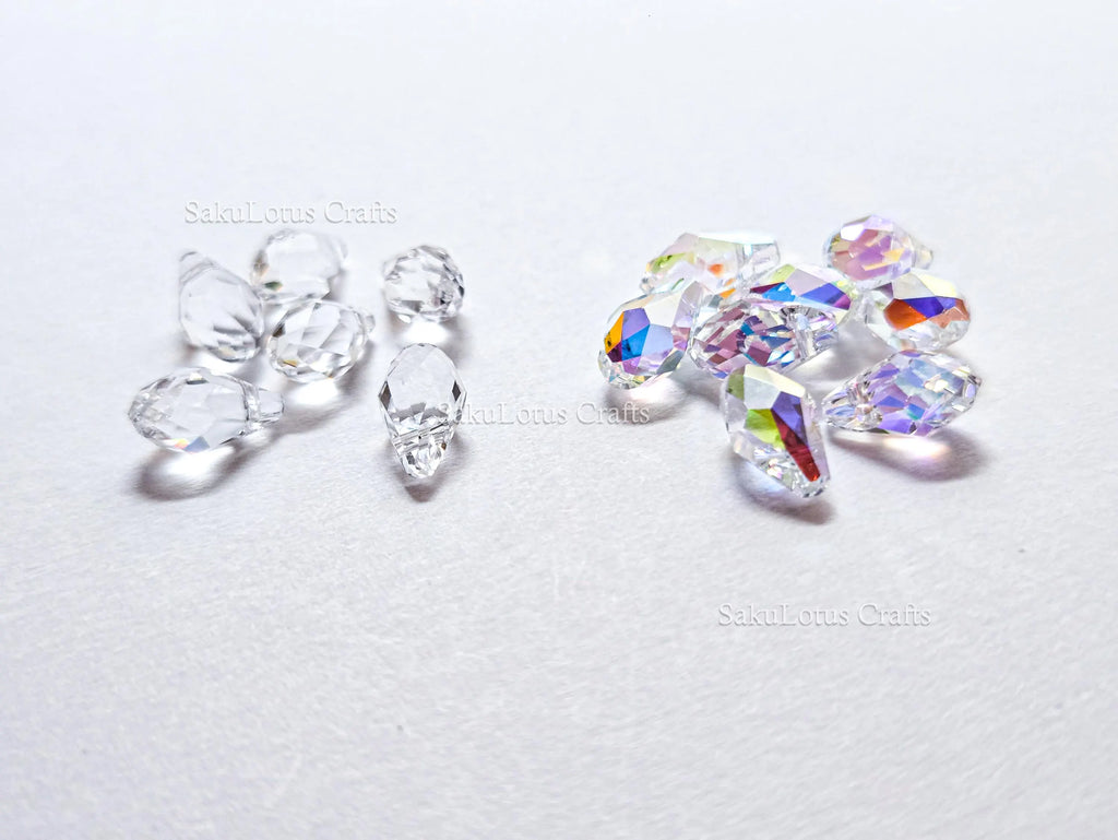 Authentic Swarovski 6007 Briolette Drops • 9x5mm Clear Crystal AB • Faceted Pendant Charms • Jewelry Making Supplies