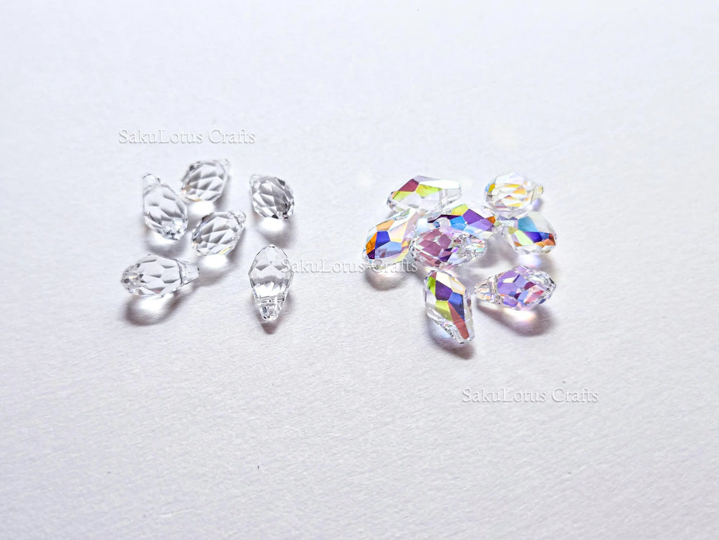 Authentic Swarovski 6007 Briolette Drops • 9x5mm Clear Crystal AB • Faceted Pendant Charms • Jewelry Making Supplies
