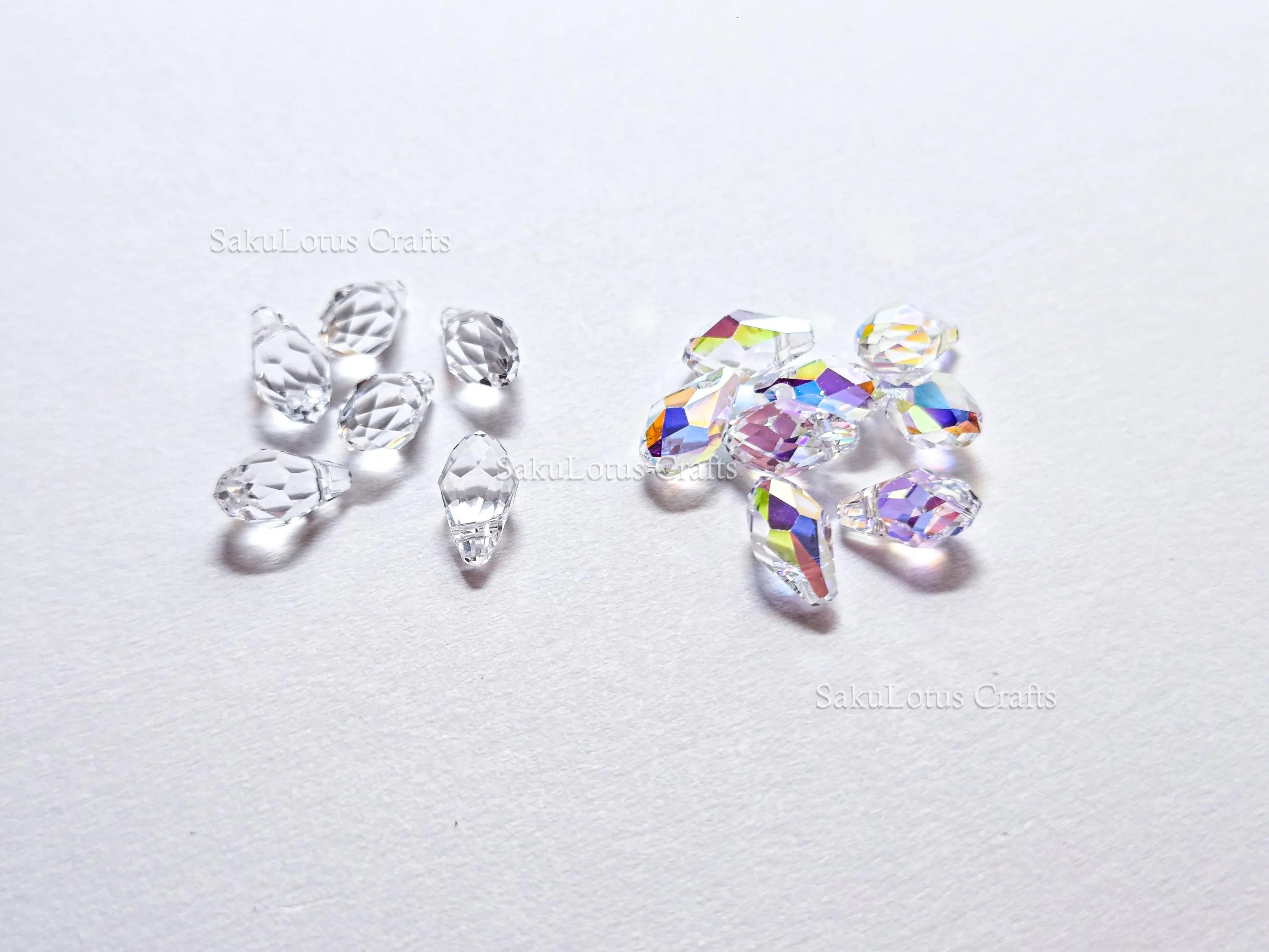 Authentic Swarovski 6007 Briolette Drops • 9x5mm Clear Crystal AB • Faceted Pendant Charms • Jewelry Making Supplies
