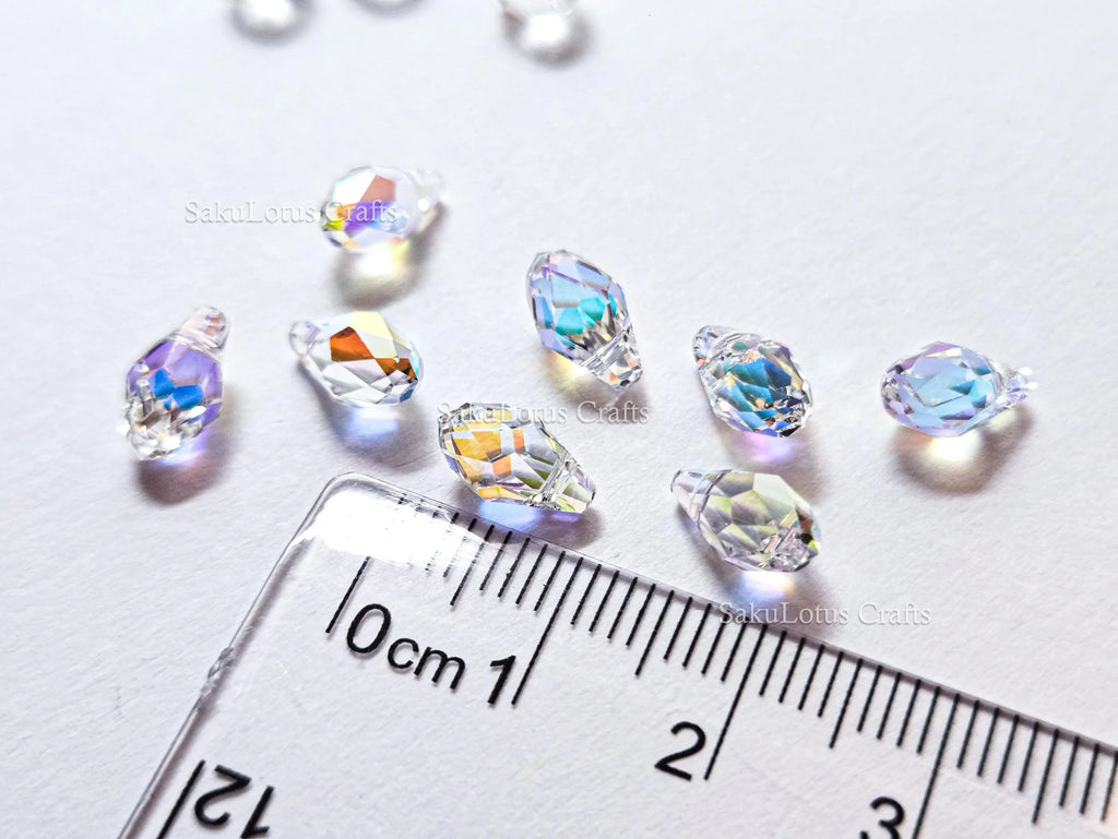 Authentic Swarovski 6007 Briolette Drops • 9x5mm Clear Crystal AB • Faceted Pendant Charms • Jewelry Making Supplies