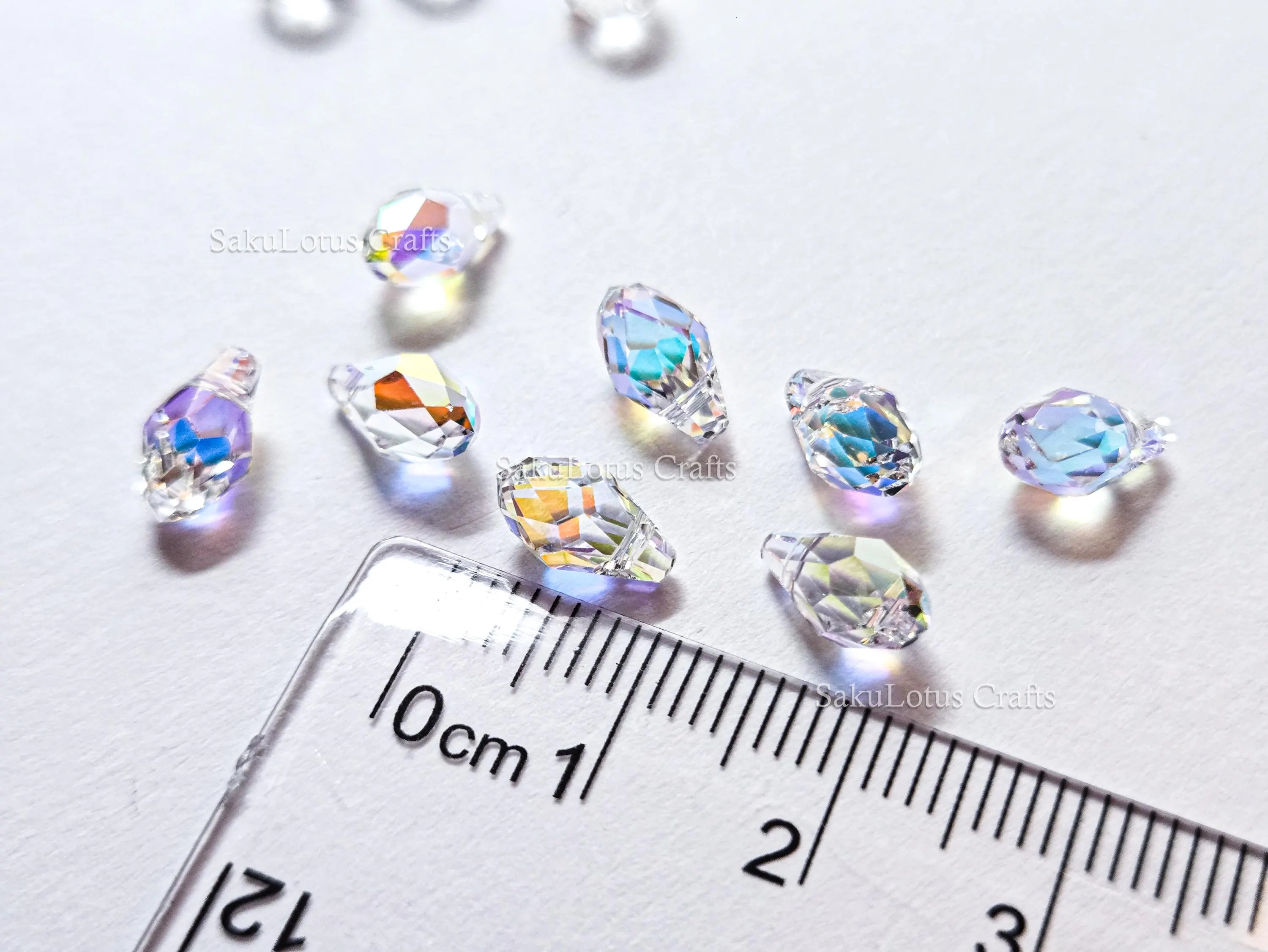 Authentic Swarovski 6007 Briolette Drops • 9x5mm Clear Crystal AB • Faceted Pendant Charms • Jewelry Making Supplies