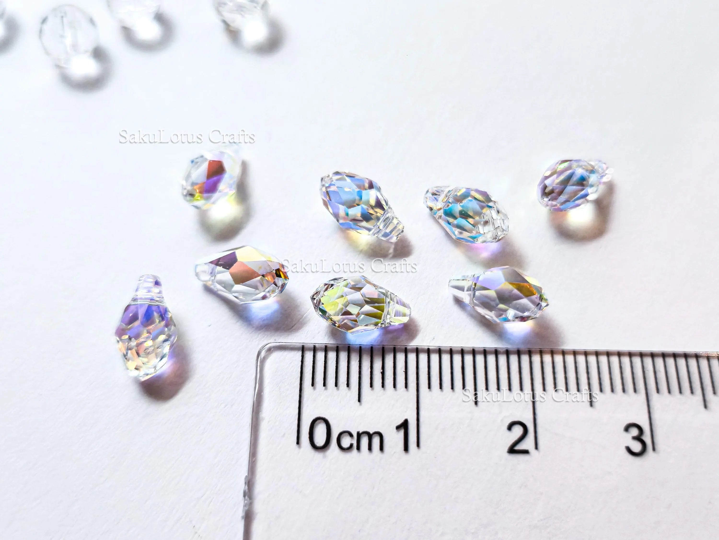Authentic Swarovski 6007 Briolette Drops • 9x5mm Clear Crystal AB • Faceted Pendant Charms • Jewelry Making Supplies
