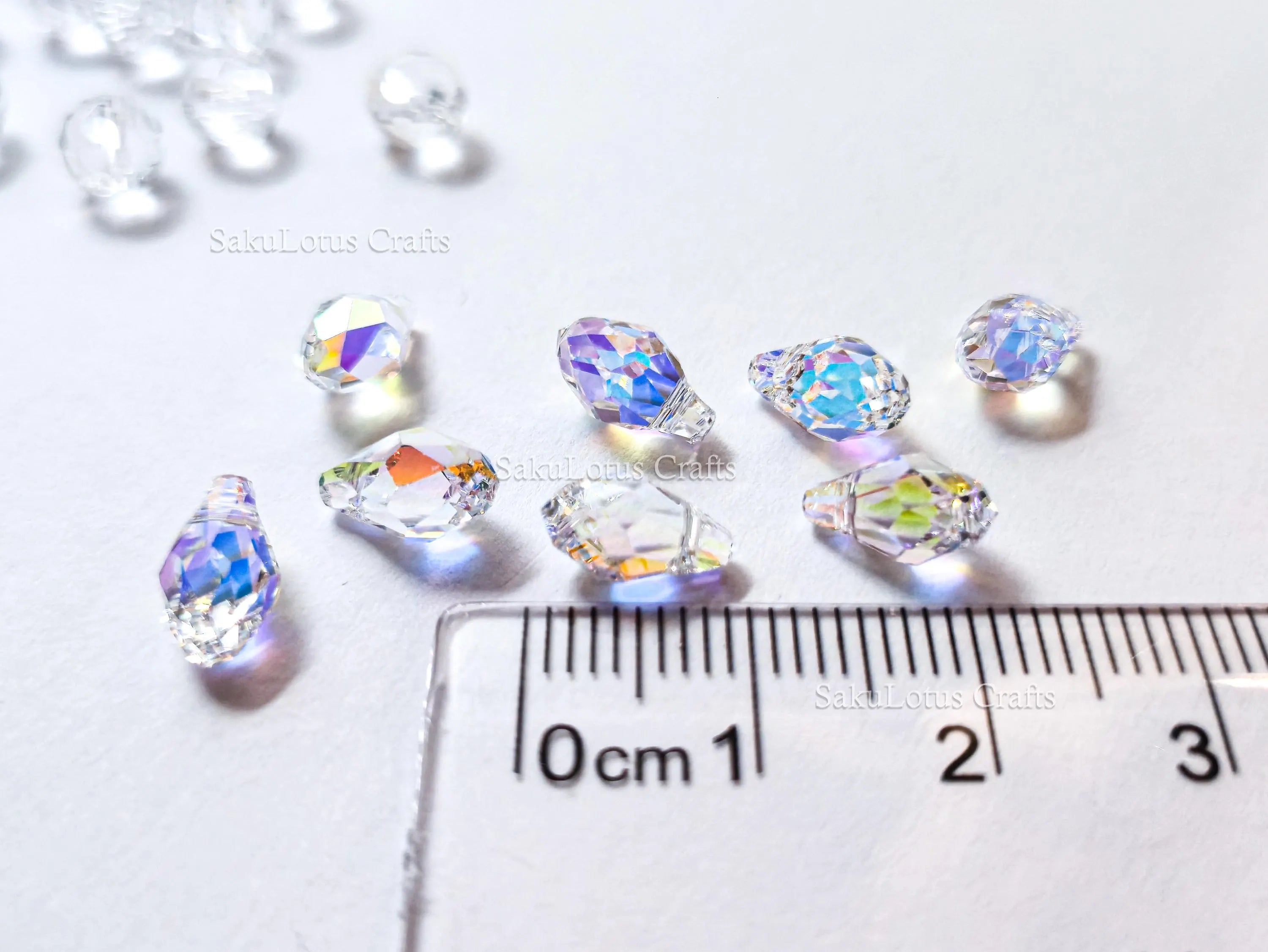 Authentic Swarovski 6007 Briolette Drops • 9x5mm Clear Crystal AB • Faceted Pendant Charms • Jewelry Making Supplies