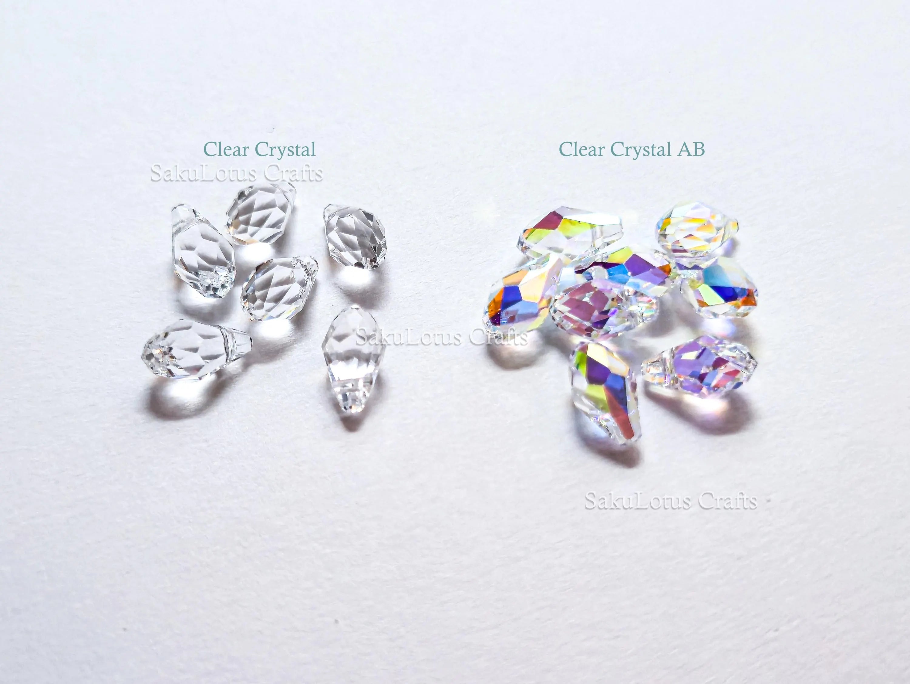 Authentic Swarovski 6007 Briolette Drops • 9x5mm Clear Crystal AB • Faceted Pendant Charms • Jewelry Making Supplies