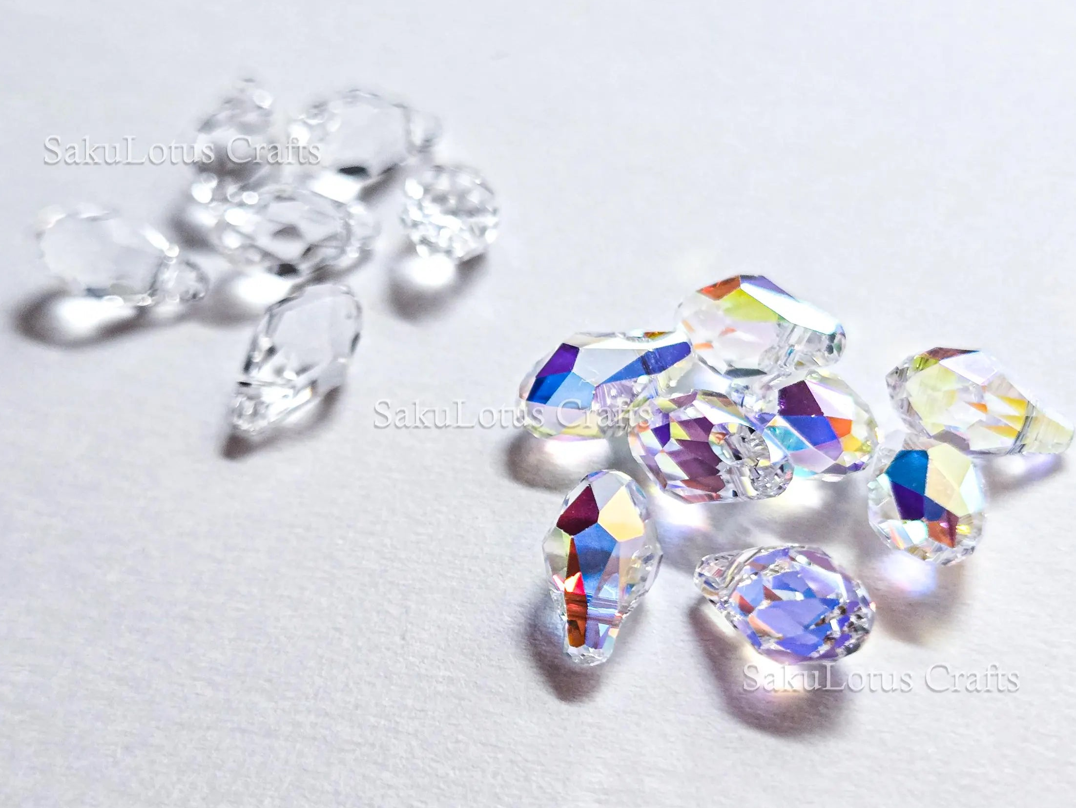 Authentic Swarovski 6007 Briolette Drops • 9x5mm Clear Crystal AB • Faceted Pendant Charms • Jewelry Making Supplies