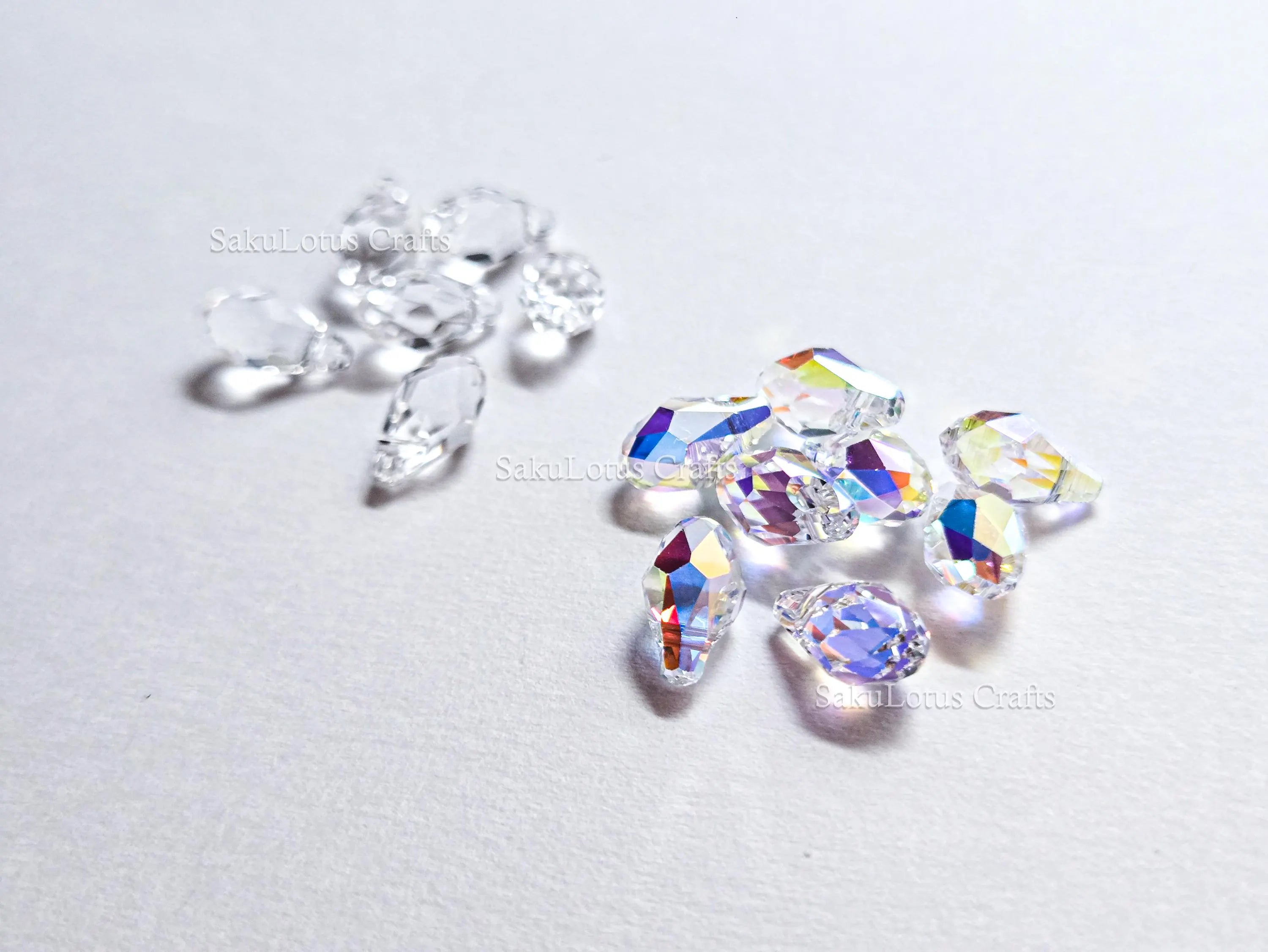 Authentic Swarovski 6007 Briolette Drops • 9x5mm Clear Crystal AB • Faceted Pendant Charms • Jewelry Making Supplies