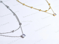 Dainty Satellite Necklace • Double Front Chain • 18K Gold or Silver Stainless Steel • CZ Crystal Necklace