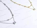 Dainty Satellite Necklace • Double Front Chain • 18K Gold or Silver Stainless Steel • CZ Crystal Necklace