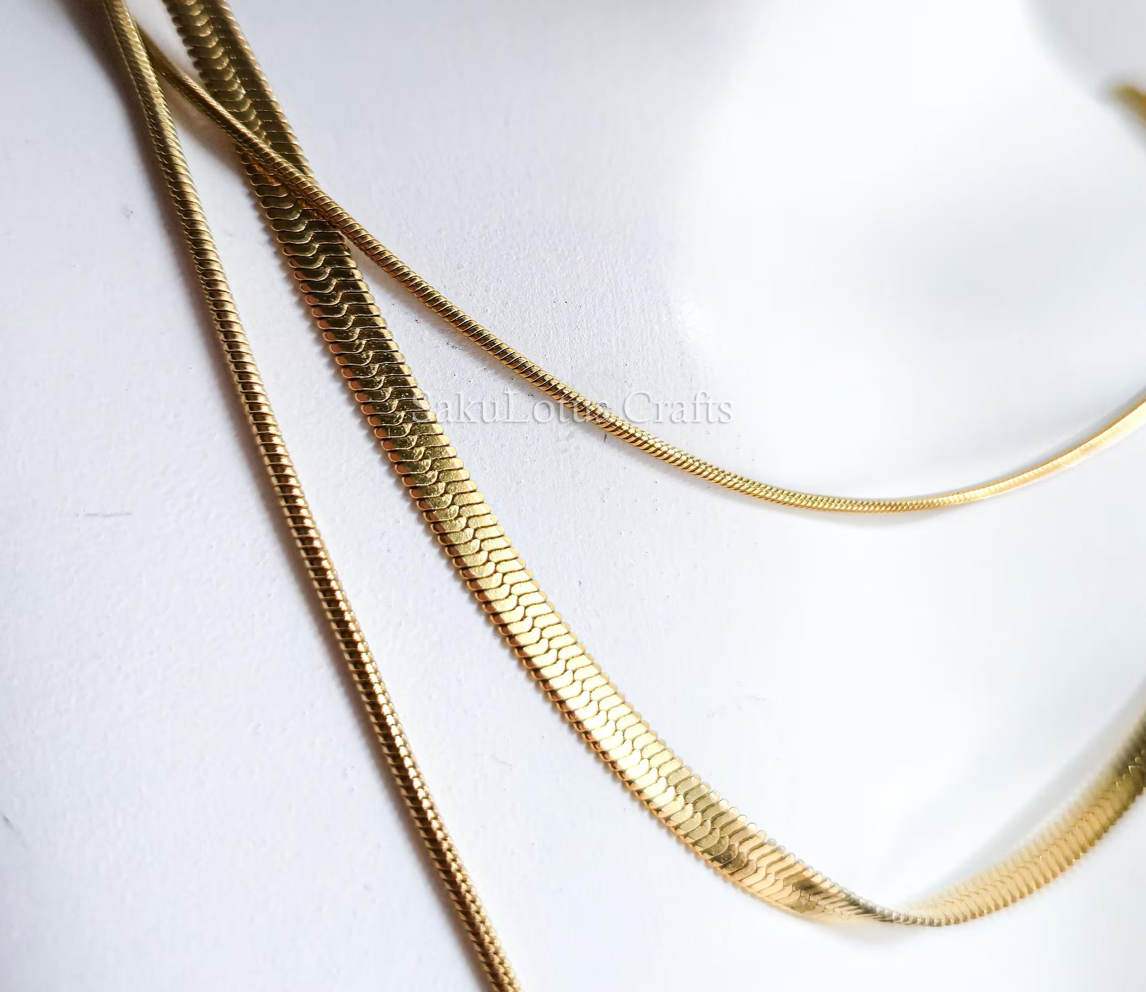 Waterproof 3-in-1 Layered Necklace • 18K Gold or Silver Stainless Steel • Snake & Herringbone Chains • 18" 20" 22" + Extender