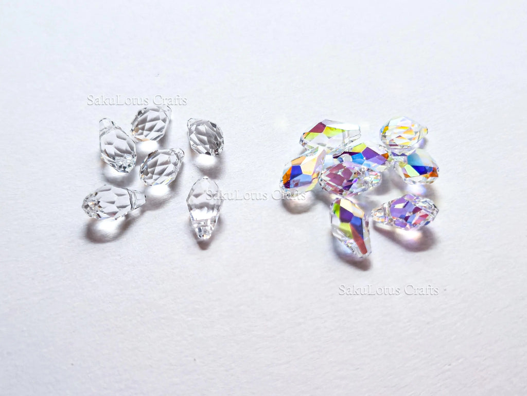 Authentic Swarovski 6007 Briolette Drops • 9x5mm Clear Crystal AB • Faceted Pendant Charms • Jewelry Making Supplies