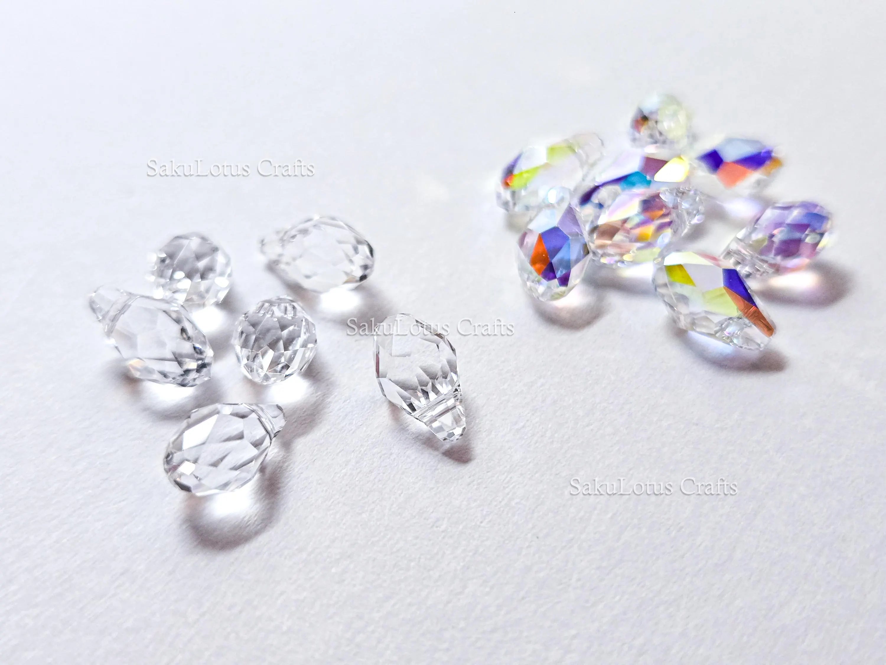 Authentic Swarovski 6007 Briolette Drops • 9x5mm Clear Crystal AB • Faceted Pendant Charms • Jewelry Making Supplies