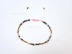 Faceted Multi-Color Tourmaline Bracelet • 3.3mm Beads • Adjustable Sliding Knot • 18K Gold Plated • Dainty Minimal Style