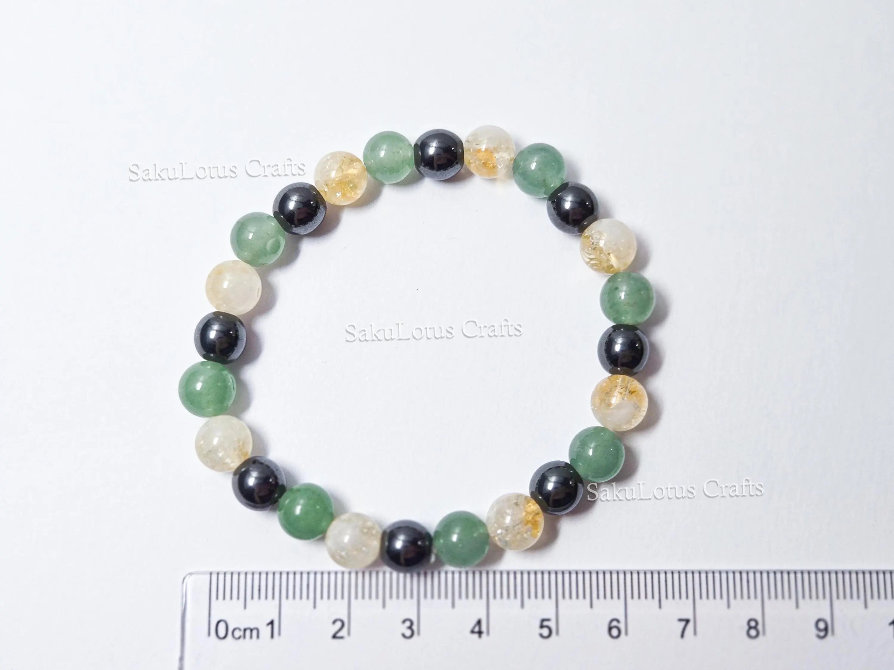 Natural Citrine, Hematite & Green Aventurine Bracelet • 8mm Round Beads • Stretch Fit 7"–7.5" • Minimal Everyday Style