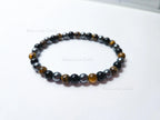 Natural Tiger’s Eye, Obsidian & Hematite Bracelet • 6.5mm Round Beads • Stretch Fit 7"–7.5" • Minimal Everyday Style