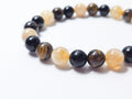 Natural Tiger’s Eye, Obsidian & Citrine Bracelet • 8.5mm Round Beads • Stretch Fit 7"–7.5" • Minimal Everyday Style