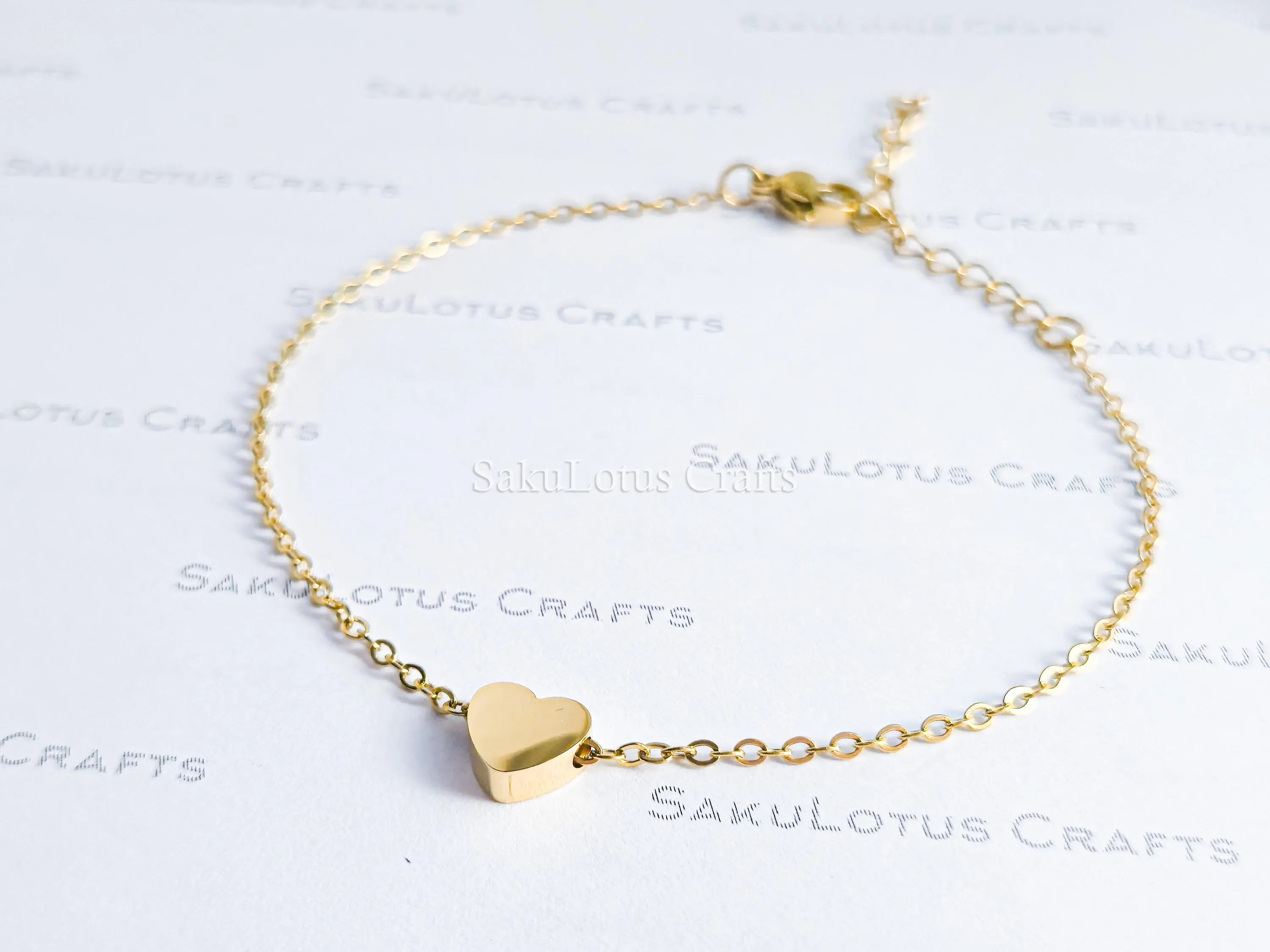 Heart Chain Bracelet or Necklace • Gold Silver Rose Stainless Steel • 3D Puffed Heart • Adjustable Length
