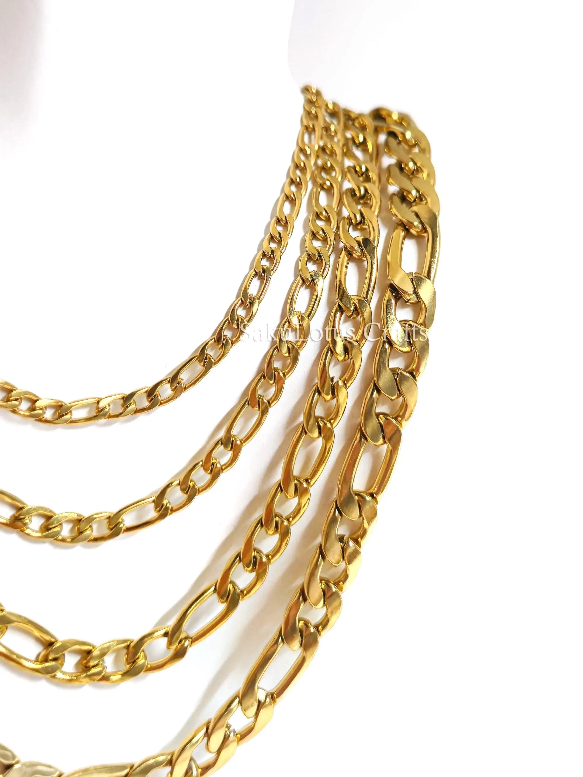 18K Gold & Silver Stainless Steel Figaro Chain Necklace • 3mm 4mm 5mm 7mm • Lobster Clasp • Unisex Jewelry